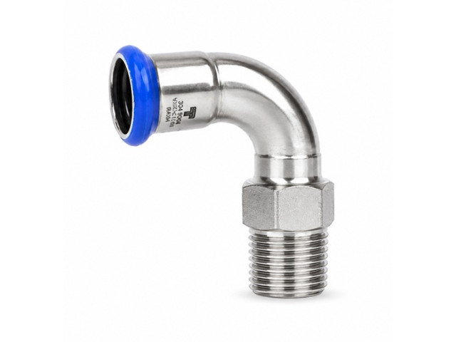 TAVINOX Oblúk 90° s vonkajším závitom 22x3/4" AISI 316L PN16