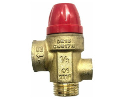 Bezpečnostný ventil TIEMME s pripojením tlakomera G1/4" 1/2" x 1/2“ 2,5 BAR MF