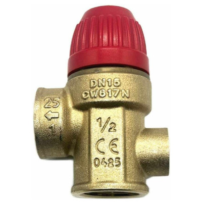 Bezpečnostný ventil TIEMME s pripojením tlakomera G1/4" 1/2" x 1/2“ 1,5 BAR FF