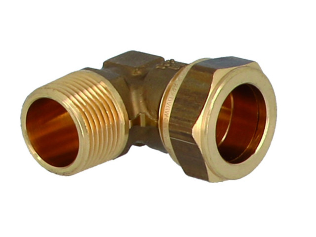 Mosadzné svorné koleno - vonkajší závit 3/8" x 12 mm