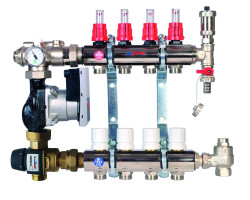Rozdeľovač podlahového vykurovania 11-cestný, SET Komplet so zmiešavačom ESBE
