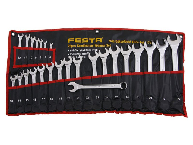 Sada očkoplochých kľúčov FESTA CrV 25 ks 6–32 mm