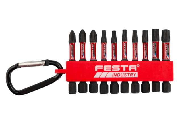 Sada torzných bitov FESTA INDUSTRY PH–PZ–TORX S2 1/4" 50 mm 10 ks