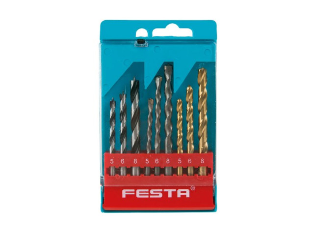 Sada vrtákov do kovu, dreva a muriva FESTA 9ks (5, 6, 8 mm)