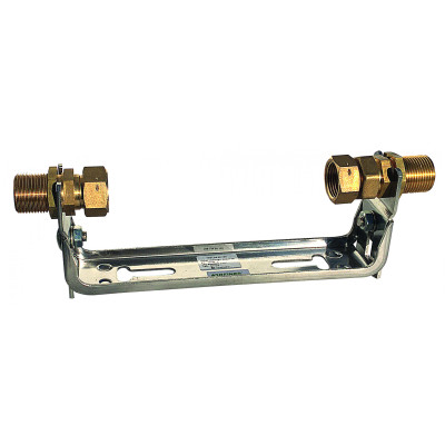 Držiak vodomera, nastaviteľný od steny – nerezová oceľ – pripojenie 1", skrutkové pripojenie 1“ x 1" – 190 – Qn 2,5