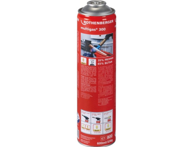 Plynová kartuša ROTHENBERGER MULTIGAS 300 600 ml, s teplotou plameňa až 1900 °C