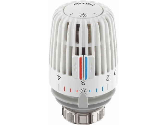 HEIMEIER K termostatická hlavica M30, 6°C - 28°C, s vstavaným čidlom, s dvoma zarážkami, biela