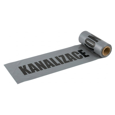 Výstražná fólia 300 × 0,08 mm „POZOR KANALIZÁCIA“, šedá, 100 m