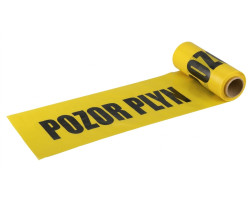 Výstražná fólia 300 × 0,08 mm „POZOR PLYN“, žltá 100m