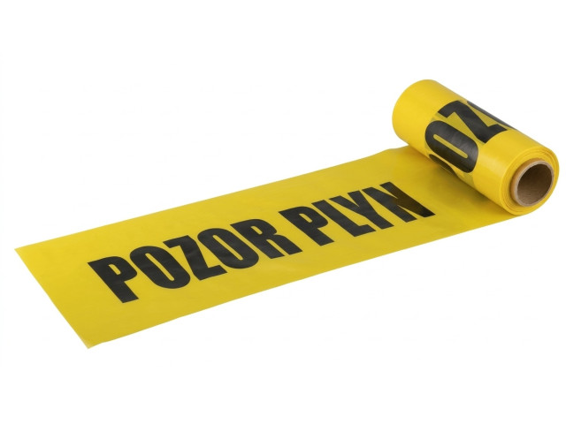 Výstražná fólia 300 × 0,08 mm „POZOR PLYN“, žltá 100m