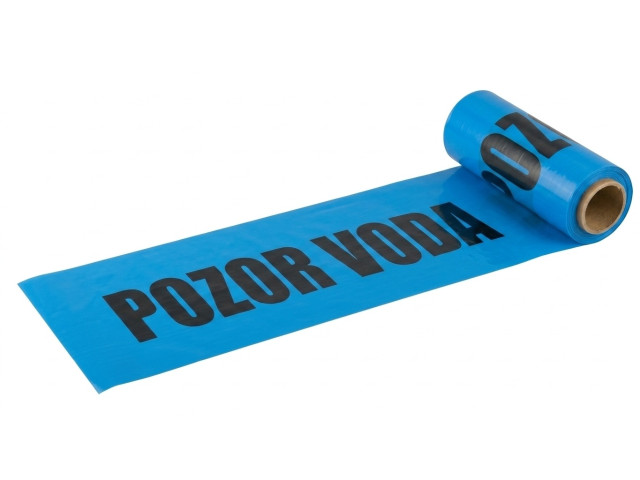 Výstražná fólia 300 × 0,08 mm „POZOR VODA“, modrá 100m