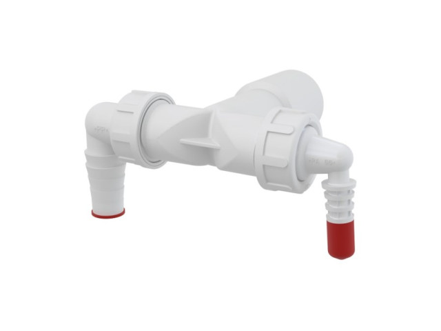 ALCA dvojité koleno DN40/32/8-23mm, so spätnými ventilmi, PP