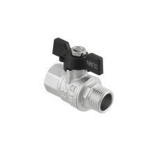 Guľový ventil BLACK 1/2" MF Motýľ PN50 185°C PLNOPRŮTOK