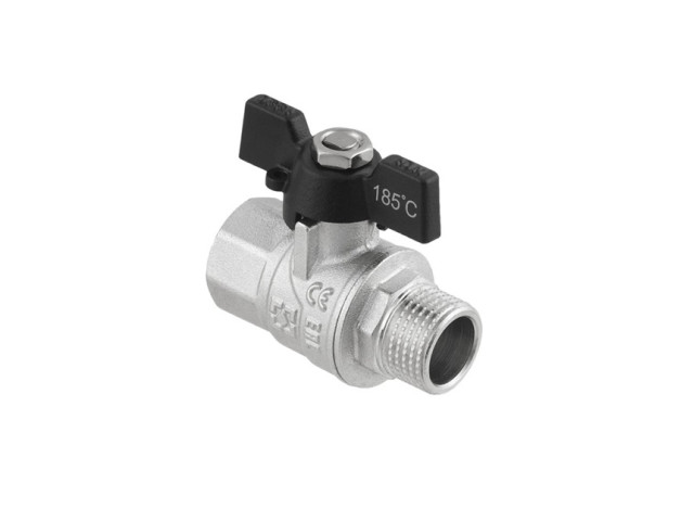 Guľový ventil BLACK 3/4" MF Motýľ PN40 185°C PLNOPRŮTOK