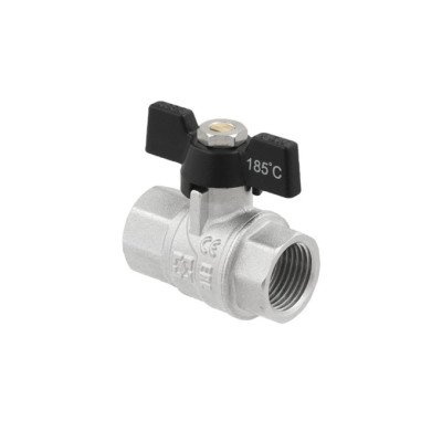 Guľový ventil BLACK 1" FF Motýľ PN40 185°C PLNOPRŮTOK