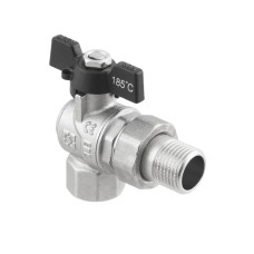 Guľový ventil BLACK 1/2" MF motýl so skrutkovaním ROHOVÝ PN50 185°C PLNOPRŮTOK