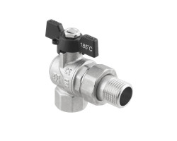 Guľový ventil BLACK 3/4" MF motýl so skrutkovaním ROHOVÝ PN40 185°C PLNOPRŮTOK