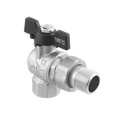 Guľový ventil BLACK 3/4" MF motýl so skrutkovaním ROHOVÝ PN40 185°C PLNOPRŮTOK