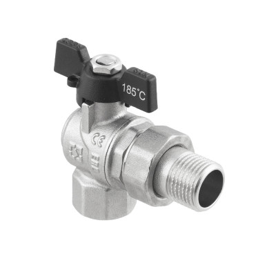 Guľový ventil BLACK 3/4" MF motýl so skrutkovaním ROHOVÝ PN40 185°C PLNOPRŮTOK