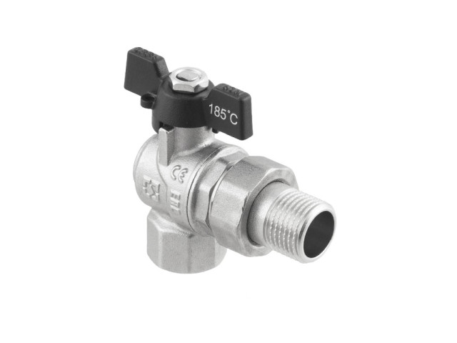 Guľový ventil BLACK 3/4" MF motýl so skrutkovaním ROHOVÝ PN40 185°C PLNOPRŮTOK