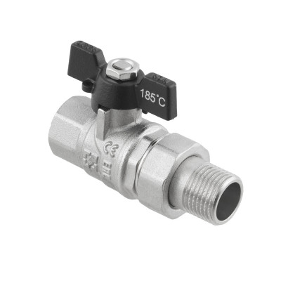 Guľový ventil BLACK 1" MF motýl so skrutkovaním PN40 185°C PLNOPRŮTOK