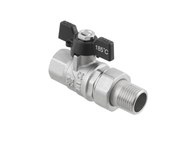 Guľový ventil BLACK 3/4" MF motýl so skrutkovaním PN40 185°C PLNOPRŮTOK