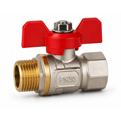 Guľový kohút MF 1/2" s upchávkou, Motýlik, PN30