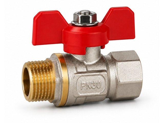 Guľový kohút MF 3/4" s upchávkou, Motýlik, PN30