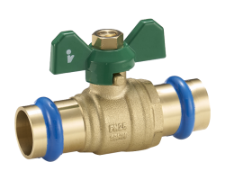 Guľový kohút PRESS "V" 15mm, MOTÝLIK, PN25, až 120°C