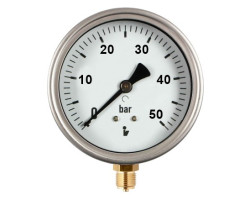 Manometer (tlakomer) d50mm 0-50 BAR SPODNÉ vývod 1/4" - voda, vzduch