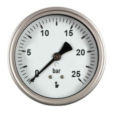 Manometer (tlakomer) d50mm 0-25 BAR ZADNÁ vývod 1/4" - voda, vzduch