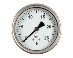 Manometer (tlakomer) d50mm 0-25 BAR ZADNÁ vývod 1/4" - voda, vzduch