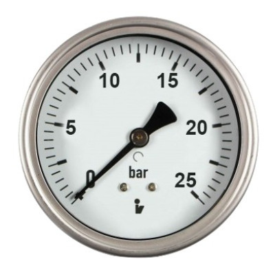 Manometer (tlakomer) d50mm 0-25 BAR ZADNÁ vývod 1/4" - voda, vzduch