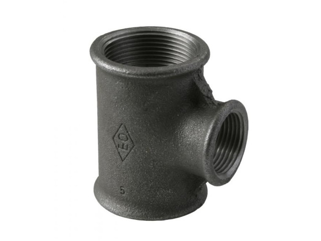 Čierny redukovaný T-kus 2 1/2" x 6/4" x 2 1/2" FFF