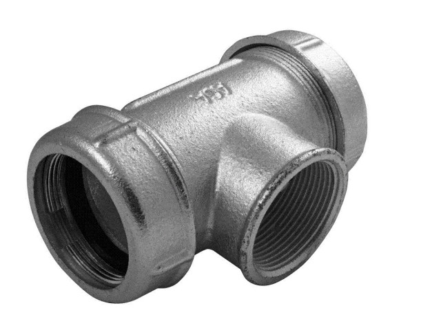 AGAFLEX TK 3/8“ - liatinový T-kus s vodou/tlakovým vzduchom/olejom - oceľové/HDPE potrubie