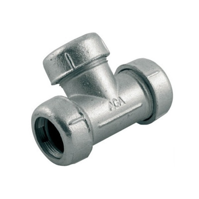 AGAFLEX TOK 1/2“ - liatinový T kus sv.- pitná/horúca voda/tlakový vzduch/olej - oceľové/HDPE potrubie