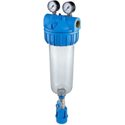 Vodný filter ATLAS Senior 10" 3P 1" BX - 8bar S odkalením a manometre