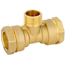 Mosadzný svorný t-kus - vonkajší závit BTA 20 x 1/2" x 20 mm - VALVOPAT