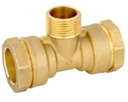 Mosadzný svorný t-kus - vonkajší závit BTA 20 x 1/2" x 20 mm - VALVOPAT