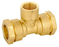 Mosadzný svorný t-kus - vnútorný závit BTI 20 x 1/2" x 20 mm - VALVOPAT