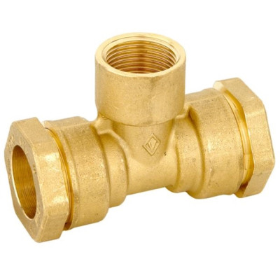 Mosadzný svorný t-kus - vnútorný závit BTI 25 x 1/2" x 25 mm - VALVOPAT
