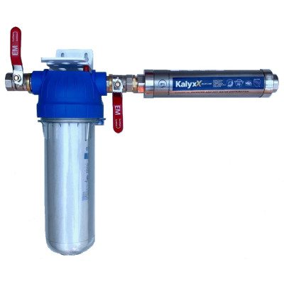 Zmäkčovač vody IPS Kalyxx BlueLine - G 1/2" s filtrom a kohúty - horizontálna montáž