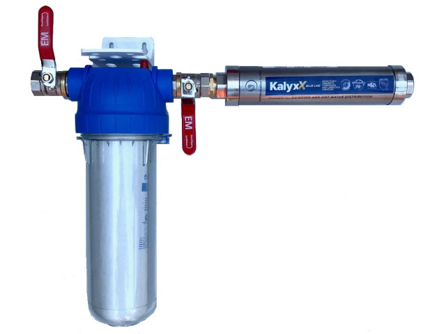 Zmäkčovač vody IPS Kalyxx BlueLine - G 1" s filtrom a kohúty - horizontálna montáž