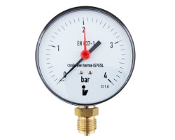 Manometer (tlakomer) d100mm 0-4 BAR SPODNÉ vývod 1/2" - voda, vzduch