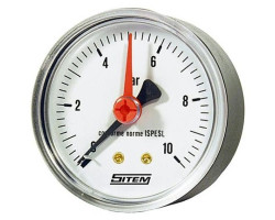 Manometer (tlakomer) d50mm 0-10 BAR ZADNÁ vývod 1/4" - voda, vzduch