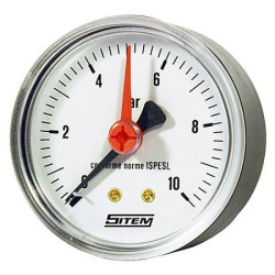 Manometer (tlakomer) d50mm 0-10 BAR ZADNÁ vývod 1/4" - voda, vzduch