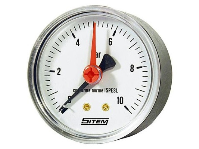 Manometer (tlakomer) d63mm 0-10 BAR ZADNÁ vývod 1/4" - voda, vzduch