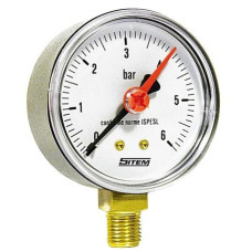 Manometer (tlakomer) d100mm 0-6 BAR SPODNÉ vývod 1/2" - voda, vzduch