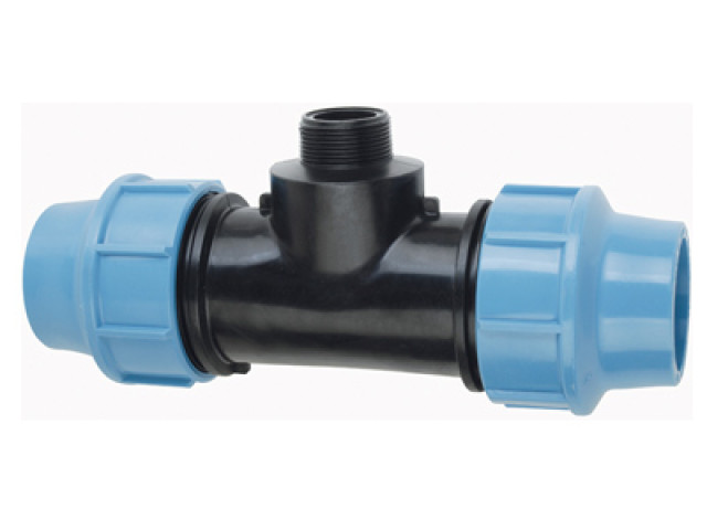 PE T-kus s vonkajším závitom 20 mm x 3/4 "x 20 mm - Polyetylen