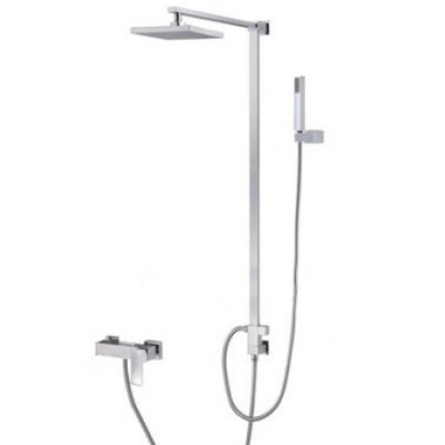 TORINO 2856 Nástenný sprchový stĺp s hranatou vodovoní batériou s príslušenstvom, CHROM, rozteč 150mm